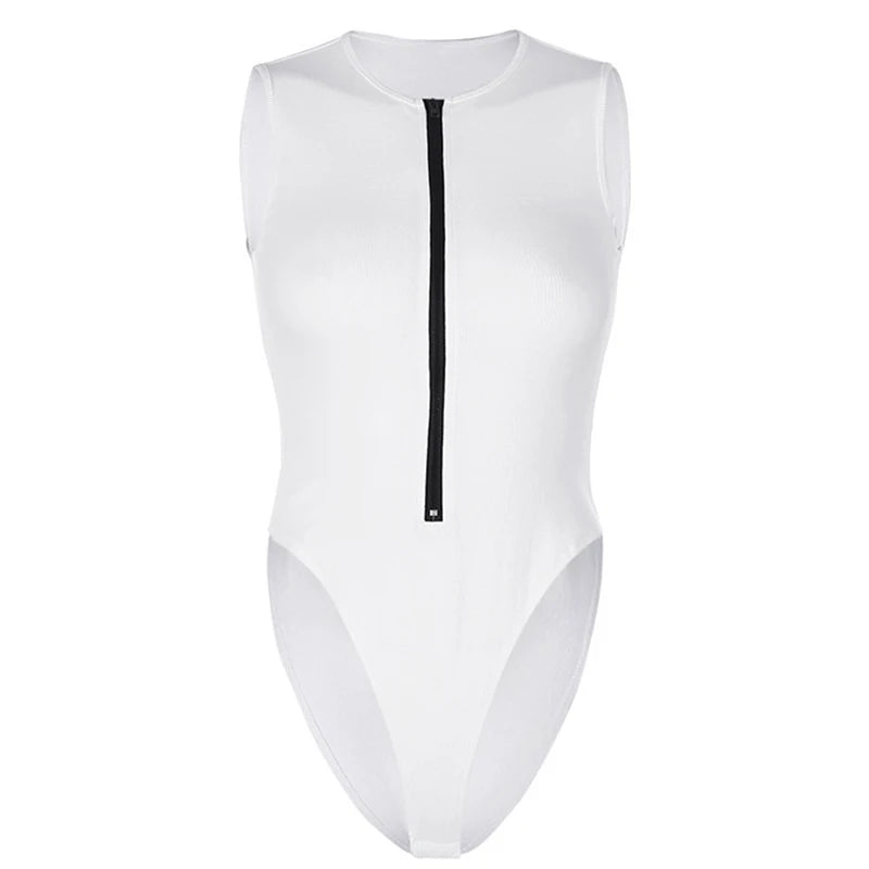 Summer solid color zipper jumpsuit sexy jumpsuit women's fashionable zipper sleeveless jumpsuit on jumpsuit