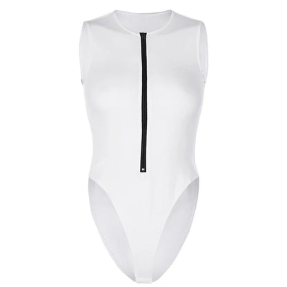 Summer solid color zipper jumpsuit sexy jumpsuit women's fashionable zipper sleeveless jumpsuit on jumpsuit