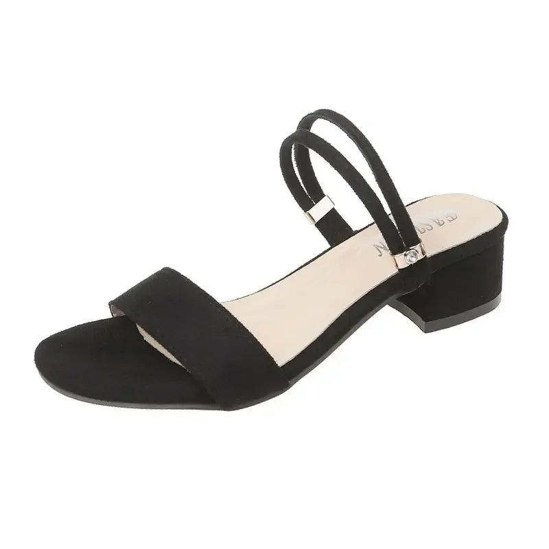 New Women Sandals Chunky Heels Slides Summer Sandal Elegant  Shoes Women Slipper Big Size 34-42 Fashion Summer Sandal Women