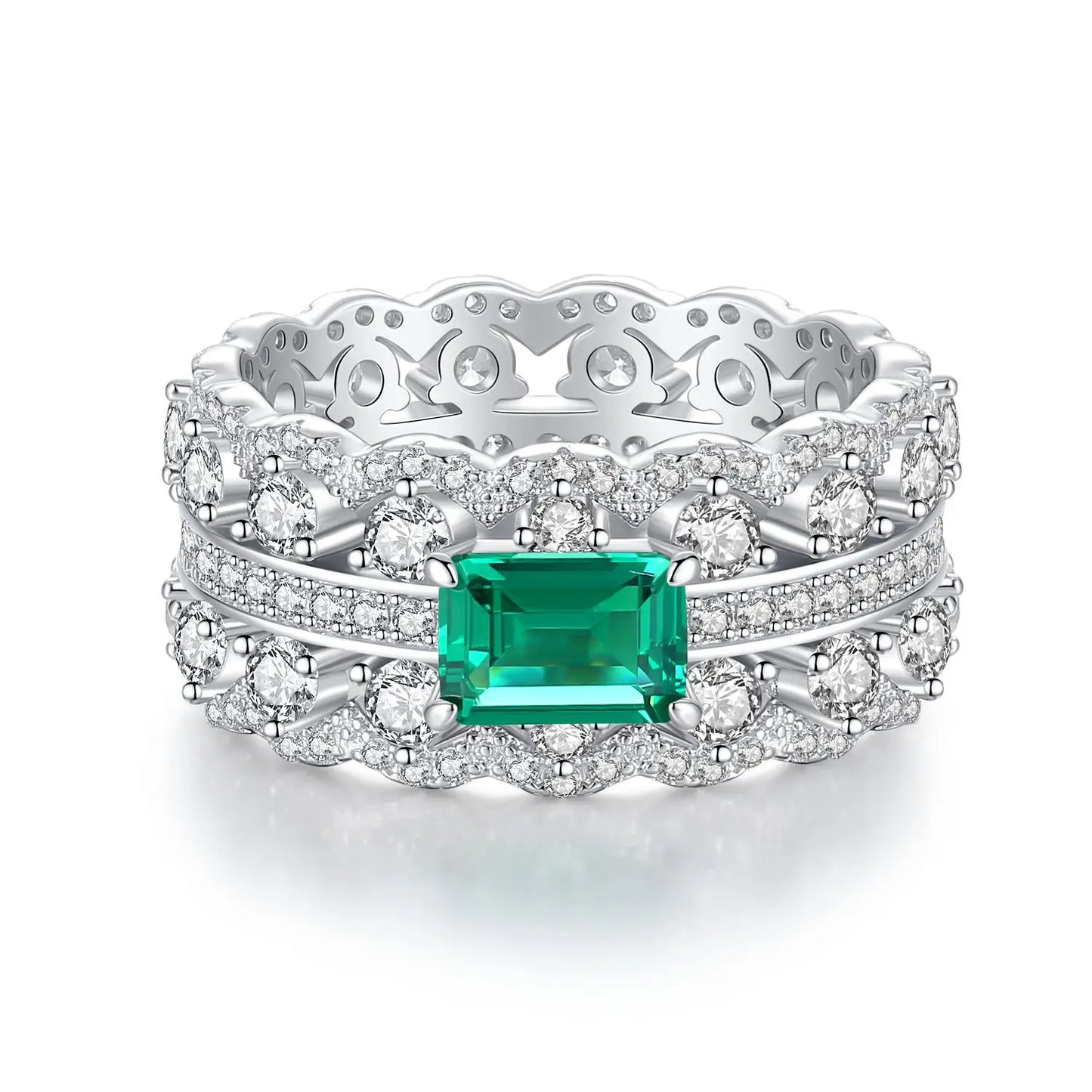 High-end women's 18K white gold and platinum PT950 lace ring women's ruby   red corundum emerald cut diamond ring