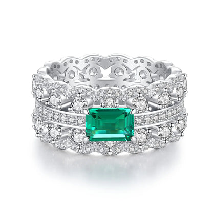 High-end women's 18K white gold and platinum PT950 lace ring women's ruby   red corundum emerald cut diamond ring