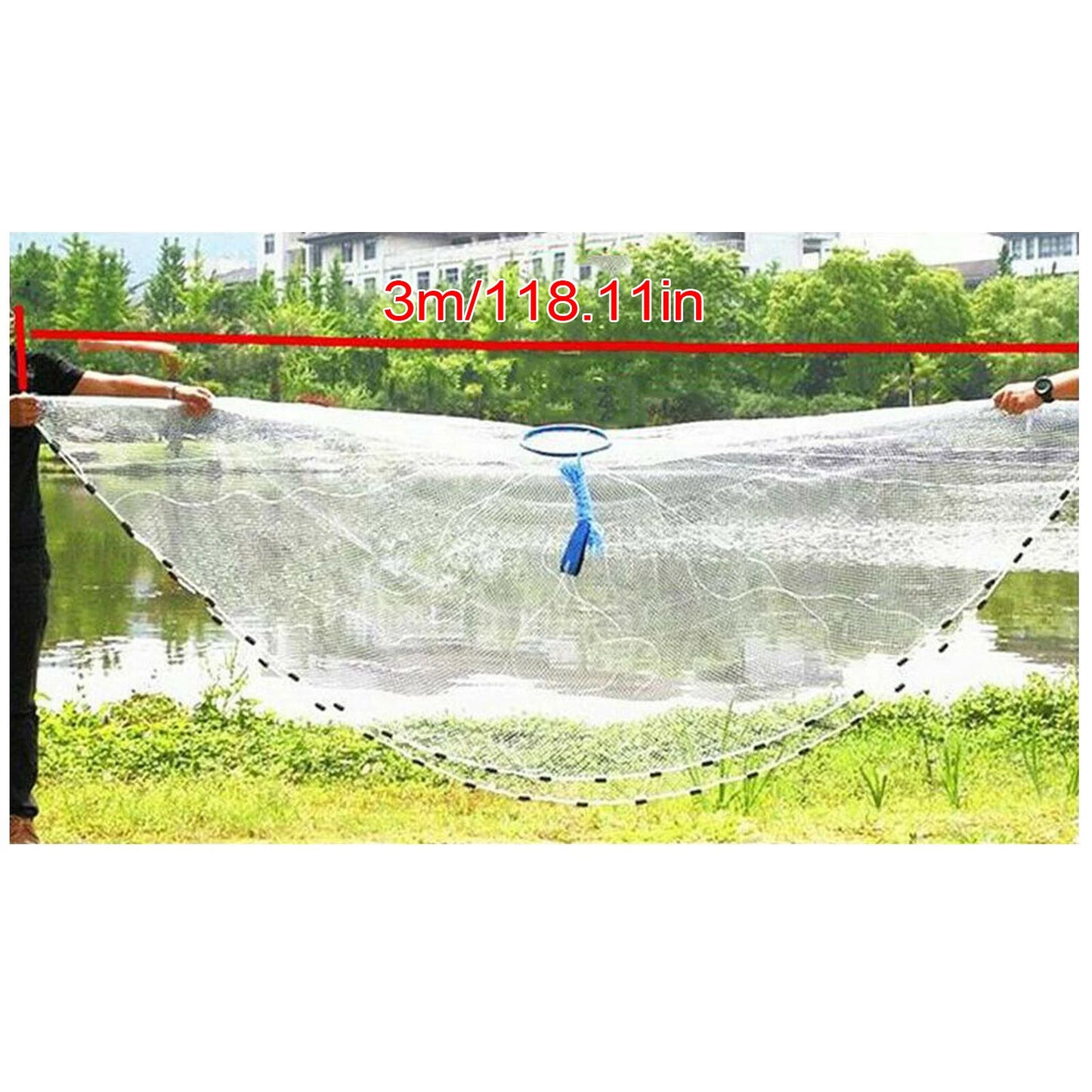 10ft Fishing Cast Net for Bait Trap Round Throw Cast Net Ready‑to‑Use Hand Throw Fishing Net for River Lake Pond Shallow Sea Fishing