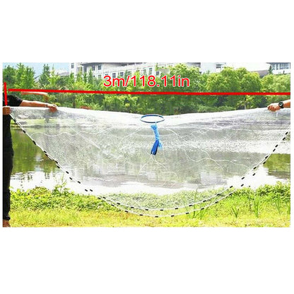 10ft Fishing Cast Net for Bait Trap Round Throw Cast Net Ready‑to‑Use Hand Throw Fishing Net for River Lake Pond Shallow Sea Fishing