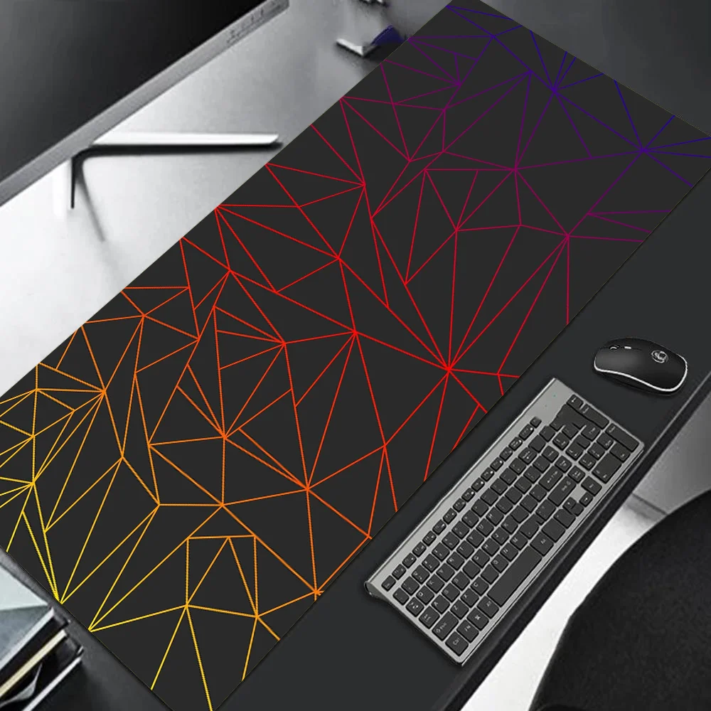 Large Gaming Mouse Pad 90x40 Red Blue Gradient Design Non-Slip Rubber Sewn Edge Gaming Desk Mat Keyboard Gamers and Office Work