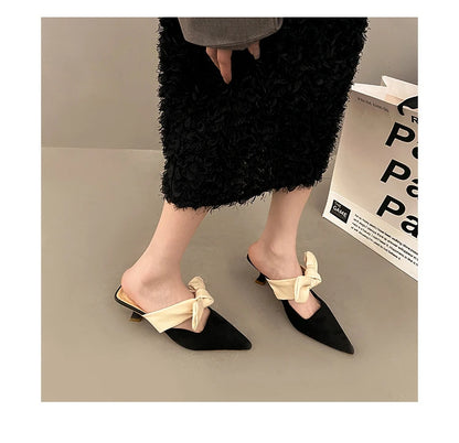 Luxury Pointed Toe Slippers Women High Heels Sandals Elegant Mules Shoes Summer 2026 New Slingback Dress Flip Flops Female Shoes