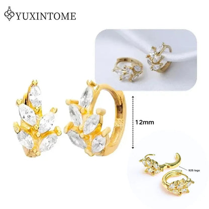 Women's 925 Sterling Silver Ear Needle Crystal Zircon Water Droplets Stud Hoop Gold Huggie Earrings Premium Luxury Party Jewelry