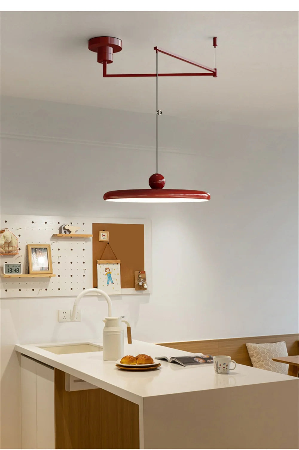 Nordic Cream Iron Swing Arm Lamp Adjustable Rotatable Pendant Wall Light for Bedside Living Room Desk Led Lights