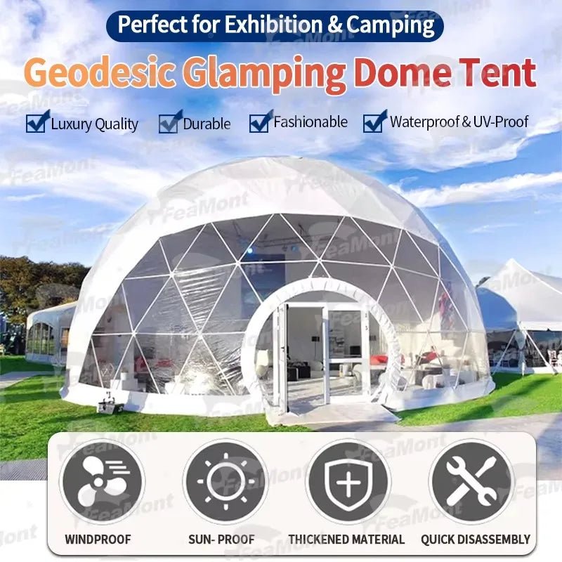 【Best-selling】FEAMONT Roof Pvc Heated Eco Prefab Transparent Geodesic Dome Hotel Glamping Tent House Desert Round Dome Tent For