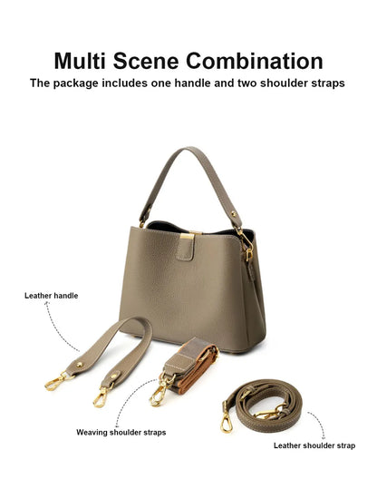 Genuine Leather Women's Bag Luxury Designer Shoulder Bag Large Capacity Cowhide Handbags High Quality Women Crossbody Bags