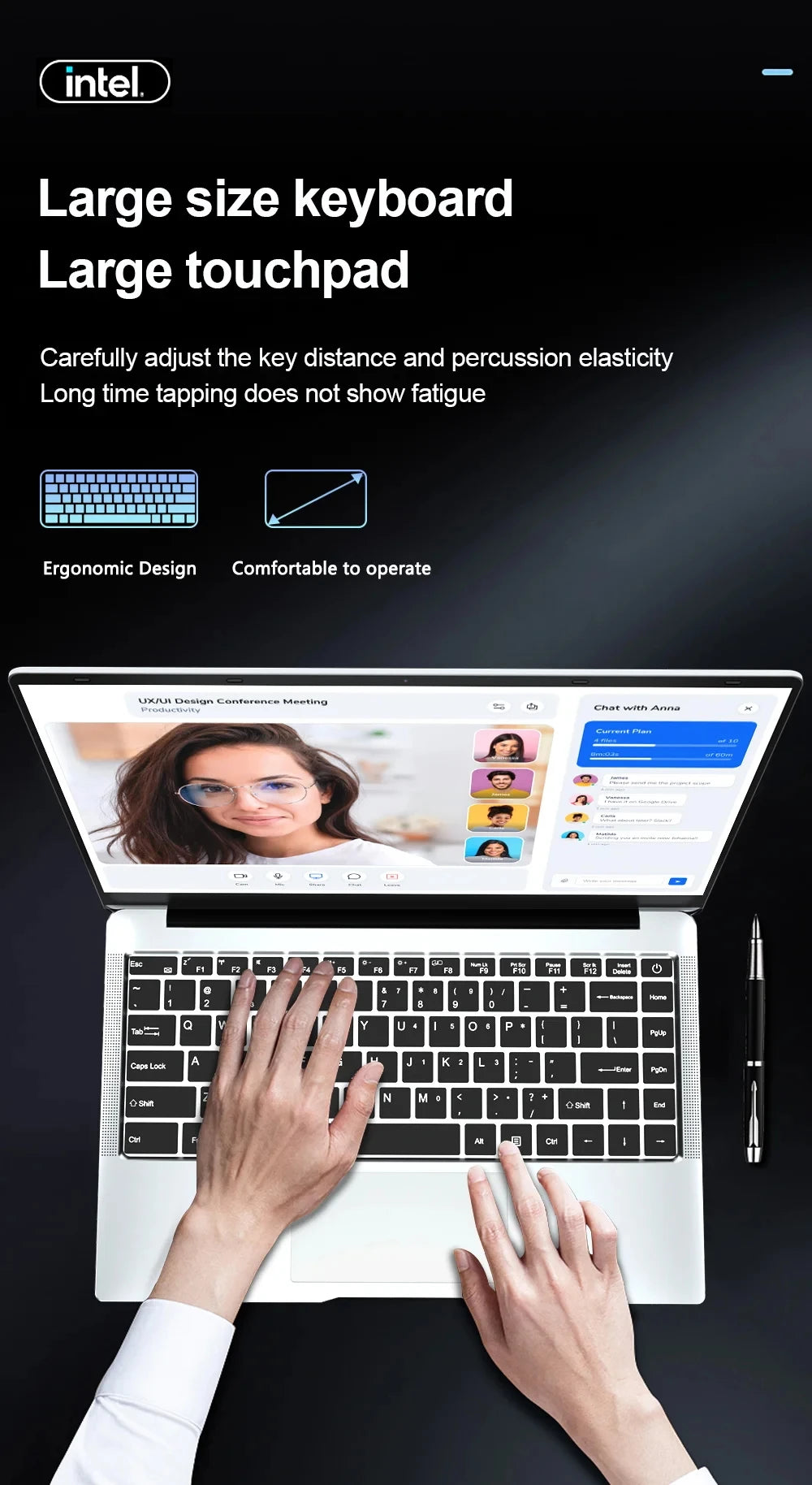 2026 New Laptop Computer Windows 11 Pro Intel Atom A3950 2025 Notebook PC Gamer 12GB RAM 512GB 1TB SSD 1920*1080 Office Computer