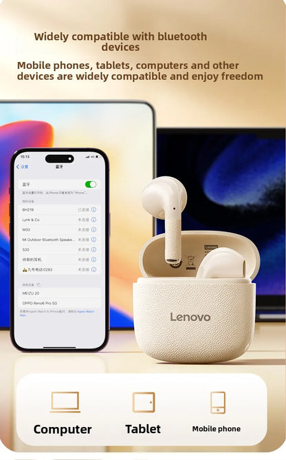 Original New Lenovo TWS Earphones EA166 Bluetooth V5.4 True Wireless Headphones Hi-Fi Sound Waterproof Headset Leather Texture