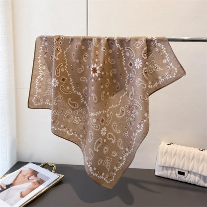 70*70cm Luxury Cashew Square Scarves For Women Soft Stain Neck Scarf Shawl Warp Elegant Neckerchief Bandanas Paisley Print Hijab