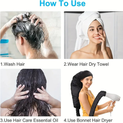 A multifunctional hot oil dry hair cap, compatible with hair dryers, provides constant temperature hair care and maintenance
