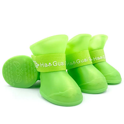4Pcs Pet Silicone Rain Shoes Anti-Dirty Non-Slip Waterproof Dog Shoes Soft Bottom Footwear Small Dogs Cats Teddy Shoes