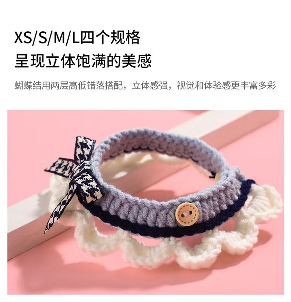 Cute Bow-knot Hand-knitted Saliva Towel Kitten Cat Puppy Adjustable Collar Pet Decorative Dog Cat Collar Pet dog Accessories