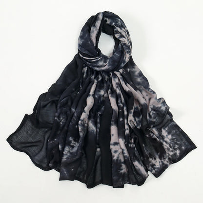 190*90cm Big Size Modal Cotton Hijab Women Tie-dye Scarf Double Stitching Shawl Muslim Gradient Plain Cotton Rayon Headscarf