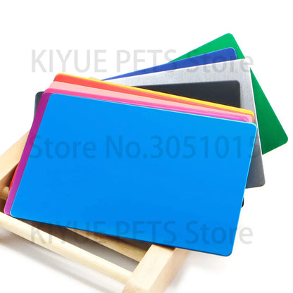 Wholesale 20Pcs 1MM Business Card Anodized Aluminum Plate Name Phone Nameplate Laser Marking Engraving Dog Tag ID Blank Tags