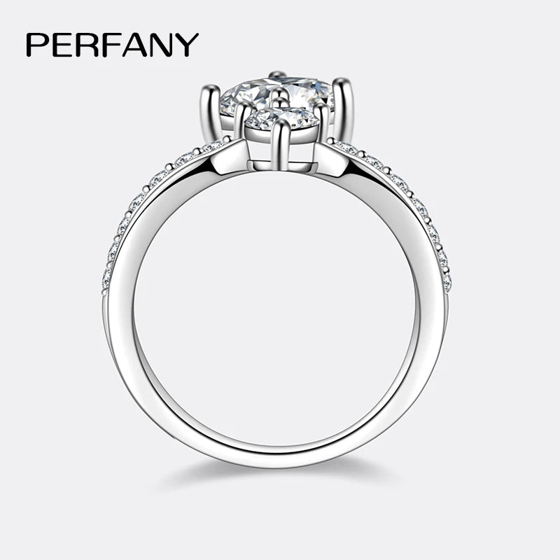 PERFANY 1.3CT Moissanite Ring for Women S925 Pure Silver Crown Double Layer Design Laboratory Diamond Wedding Luxury Jewelry