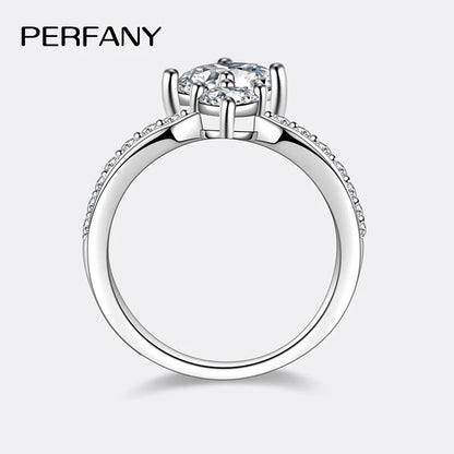 PERFANY 1.3CT Moissanite Ring for Women S925 Pure Silver Crown Double Layer Design Laboratory Diamond Wedding Luxury Jewelry