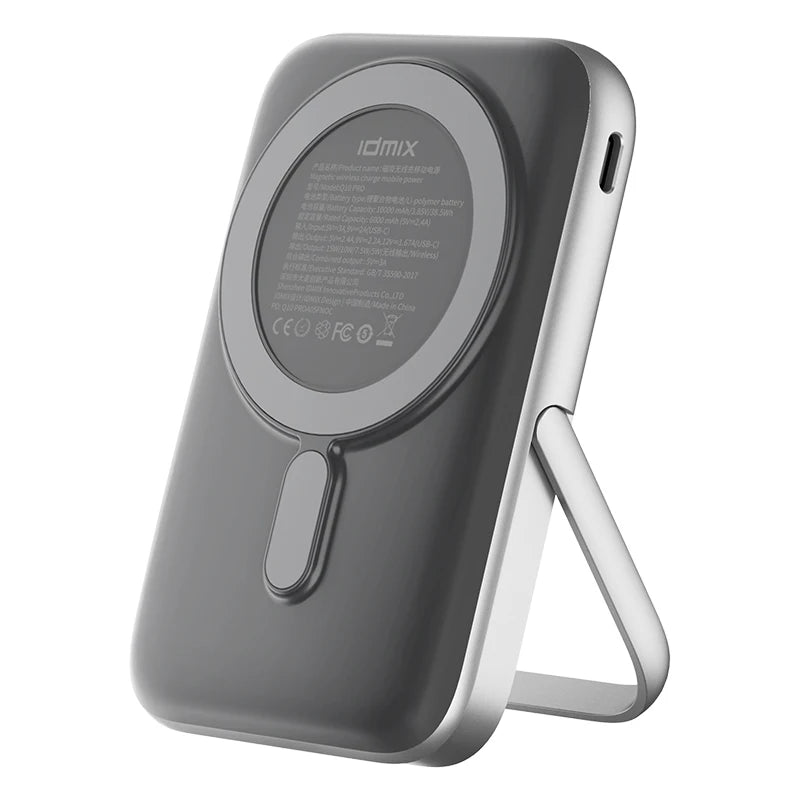 IDMIX Power Bank Magnetic Wireless Charging 10000mAh Portable with Bracket Power Bank for iPhone 12 13 14 15 and Android Phone