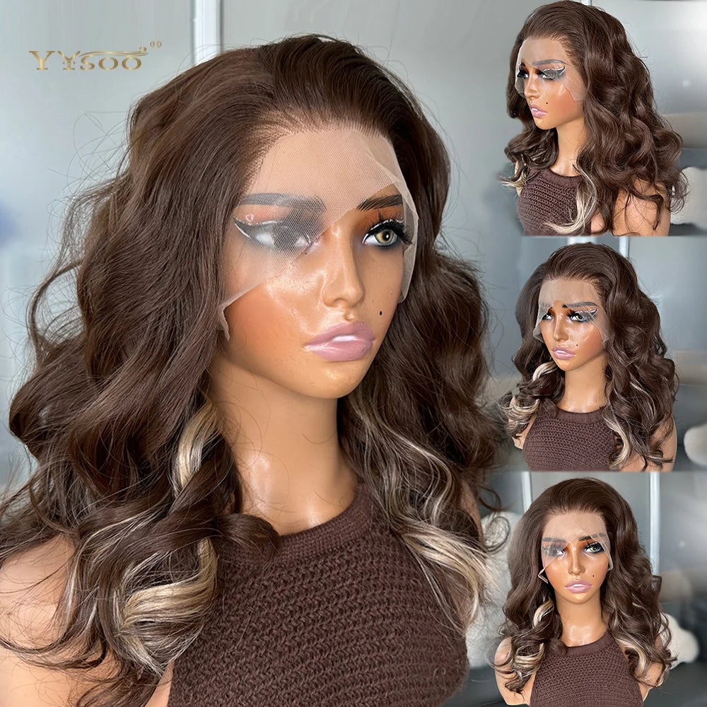 Pre PlucPre Plucked Hairline Glueless Heat Resistant Natural Wavy Future Fiber Synthetic Lacefront Wigs for Blakc Womens Daily