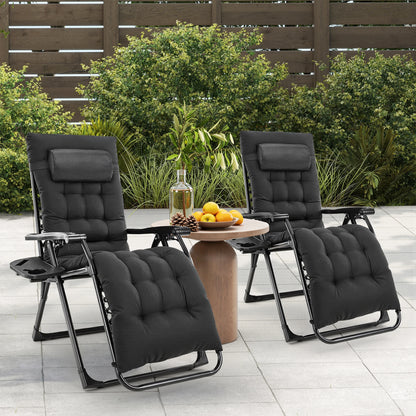 JHK Zero Gravity Portable Recliner Camping Patio Outdoor Garden Lounge Chair with Cup Holder Trays Adjustable Pillow for Backyard