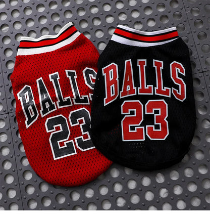 Summer Pet Vest Small Body Hugger American Bulldog Breathable Lightweight Small Dog Lettered Basketball Two-Piece Outfit