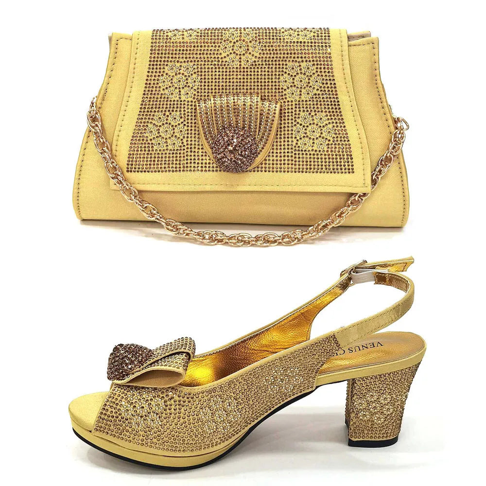 2025 New Hot Selling Sliver Sexy Design Round Toe Ladies Sandal with Bag Set For Women Wedding Party