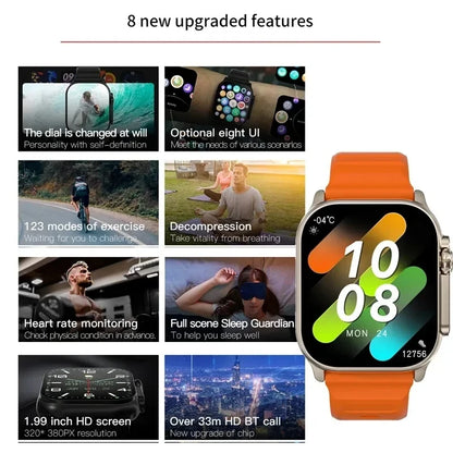 2025 T900 Ultra 2 Smart Watch Men 49mm Series 8 2.3 "AMOLED Screen NFC Compass Waterproof For Apple Watch IWO Ultra 8 Smartwatc