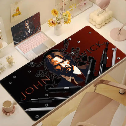 John Wick Mousepad Non-slip Lockedge Office Student Gaming Thickened Large Writing Pad Cushion 100x50