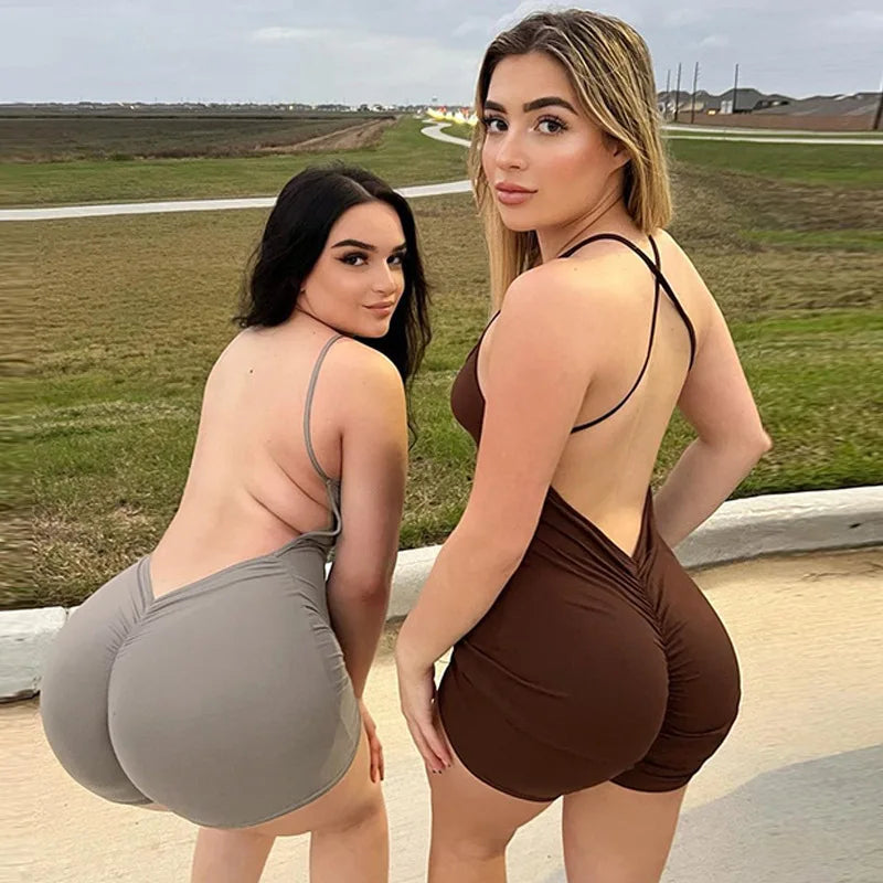 Spaghetti Strap Backless Sexy Jumpsuit For Women Fashion Tracksuit Y2k Bodysuit Off-Shoulder Spaghetti Streetwear Female Rompers