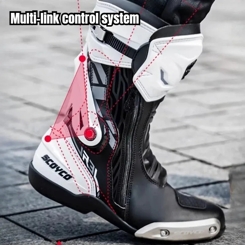 MR003 Knee-High Motorcycle Boots for Men Women Off-Road Highway Riding Durable Anti-Slip Sole Ankle Support All-Terrain Grip