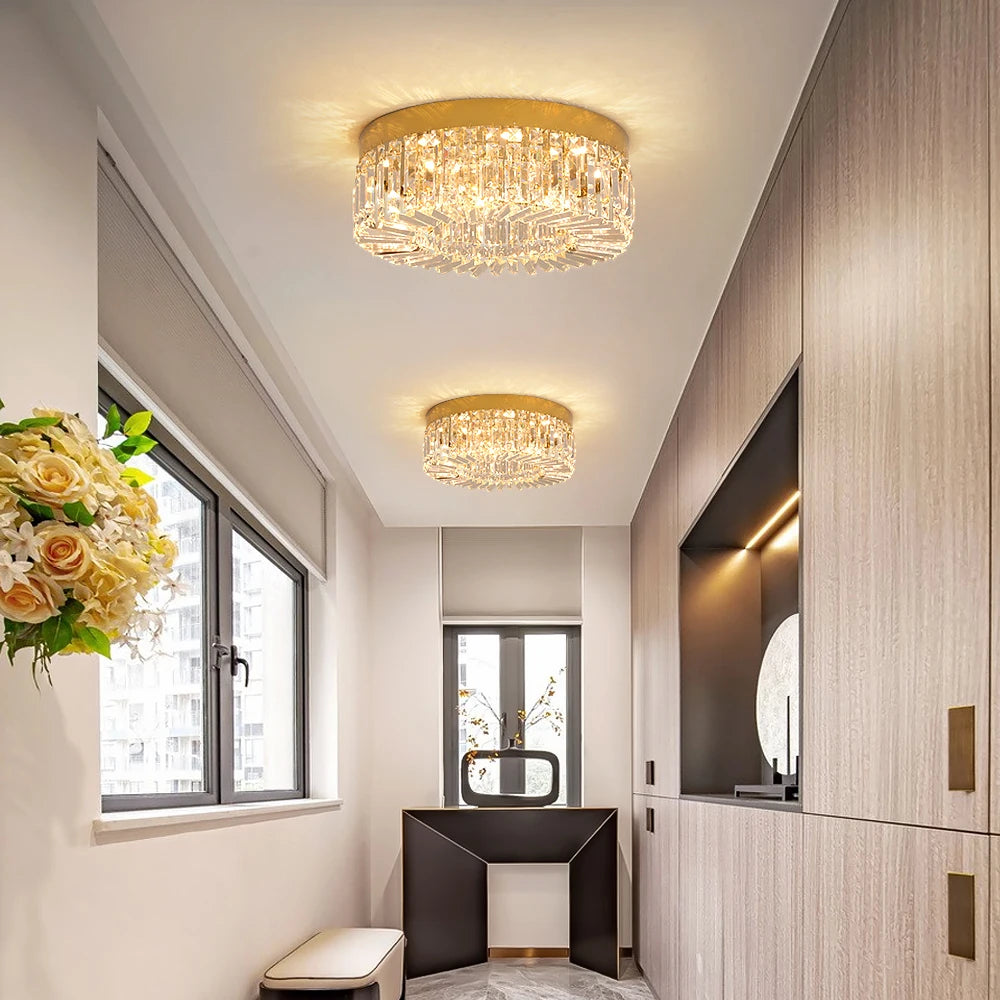 Gold Luxury Crystal Ceiling Lamp Living Room Modern Chandeliers Decoration Led Ceiling Lights Lighting Fixture Diameter 40 50cm