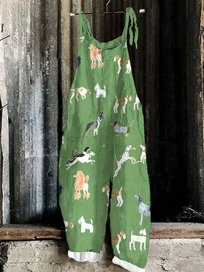 Suspenders Jumpsuits Women Print One Piece Pocket Overalls Sling Long Pants Casual Loose High Waist Rompers Y2k Streetwear 2025