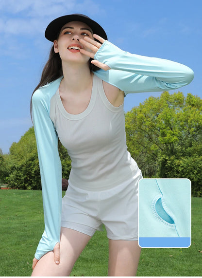 UV Protection Shrug Cooling Cycling Shawl Sun Cover Golf Stretch Breathable Casual Wear Summer Thumb Hole Driving Arm Sleeve