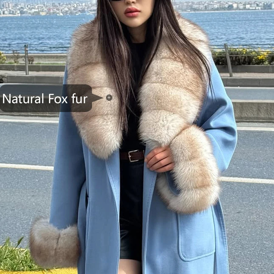 Winter Warm Fox Fur Collar For Coat Women Natural Fox Fur Sleeve Cuffs Detachable Fur Accessory Fashion Real Fur Trim