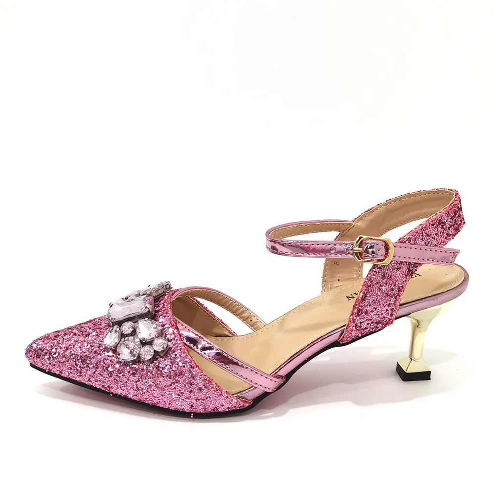 Venus Chan 2022 Nigerian Fashionable Silver Color Peep Toe Shoes Matching Bag Set For Royal Ladies Wedding Party Sandal