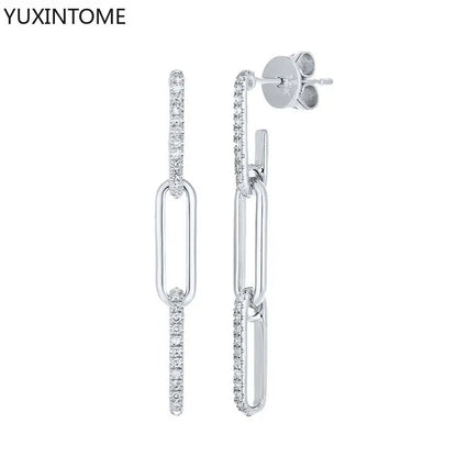 925 Sterling Silver Needle Long Chain Stud Earrings For Women Exquisite Zircon Geometric Tassel Pendant Earrings Luxury Jewelry