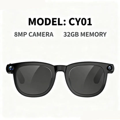 Smart Glasses CY01 8MP Camera 32GB Memory Bluetooth Calls ChatGPT DeepSeek Apps Voice Wake Music Player