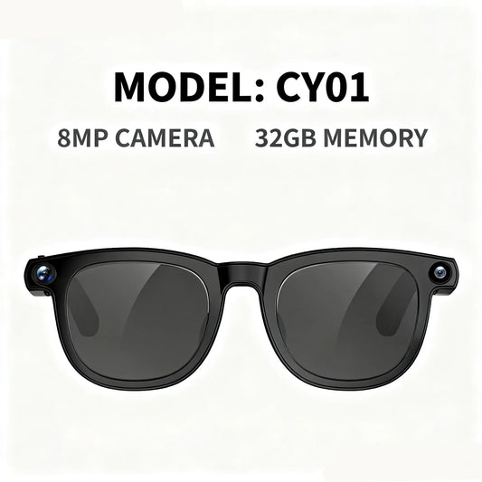 Smart Glasses CY01 8MP Camera 32GB Memory Bluetooth Calls ChatGPT DeepSeek Apps Voice Wake Music Player