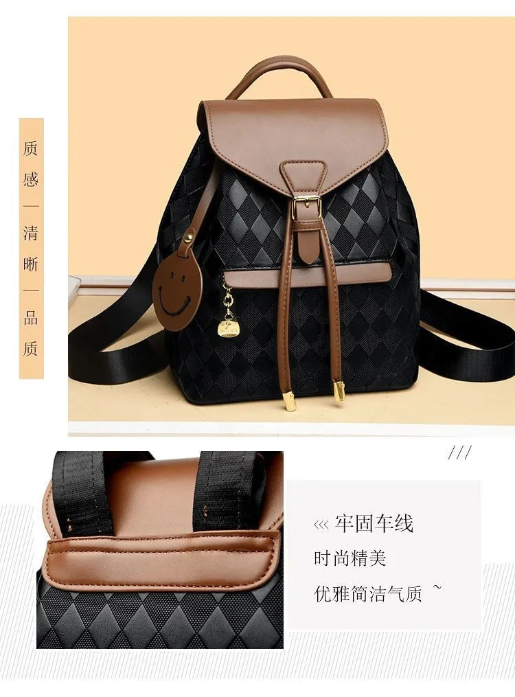 Women Backpack Soft Pu Leather Black Casual Multifunctional College Bag Capacity Shoulder Bag Trave Handle Bag