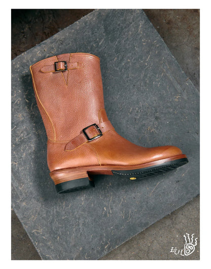 KOWM Cowhide Hiking shoes workwear goodyear shoes trendy  ankle shoes walking sneakers Brown trekking boots men Engineer's boots