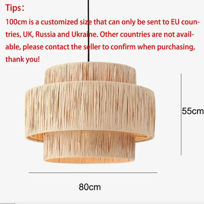 Golden Editions Designer Chandelier woven Rattan Straw Pendant Lights large Rattan lighting suspension wabi sabi Restaurant lamp