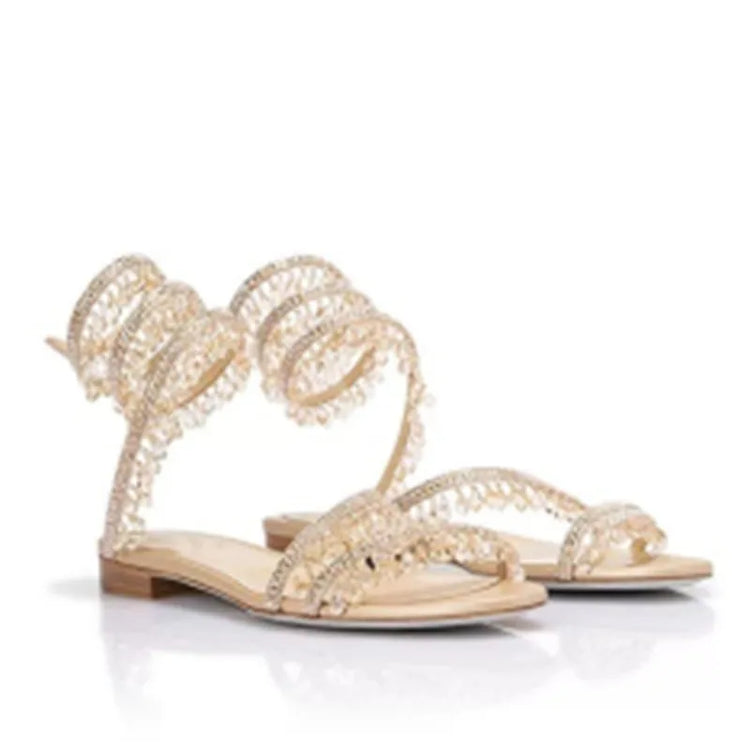 2026Women's New Water Diamond Sandals Fashion Tassel Crystal Shoes Sexy Banquet Party Twin Stiletto Women's Large Sandals