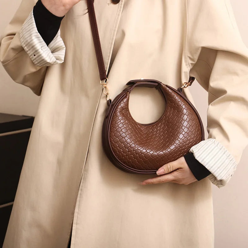 Fashion Black Half Moon Bag Luxury Pu Leather Ladies Purses and Handbags Crossbody Women Shoulder Bags