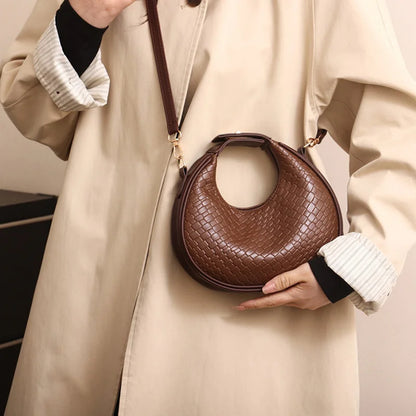 Fashion Black Half Moon Bag Luxury Pu Leather Ladies Purses and Handbags Crossbody Women Shoulder Bags