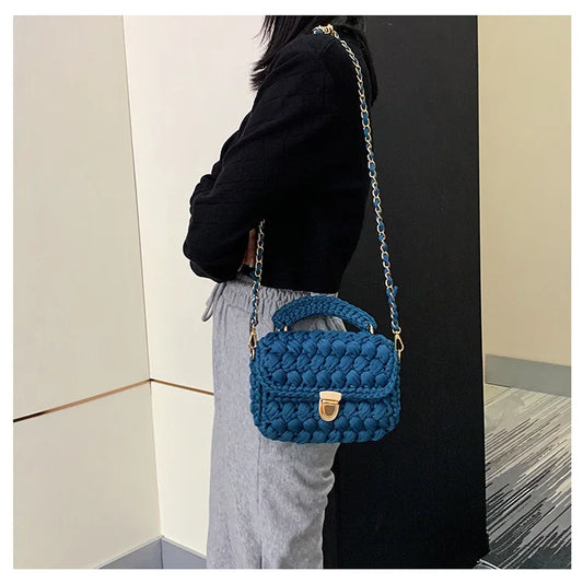 New Rope Woven Women Handbags Designer Knitting Chains Shoulder Crossbody Bag Casual Lady Hand Bags Small Flap Purses