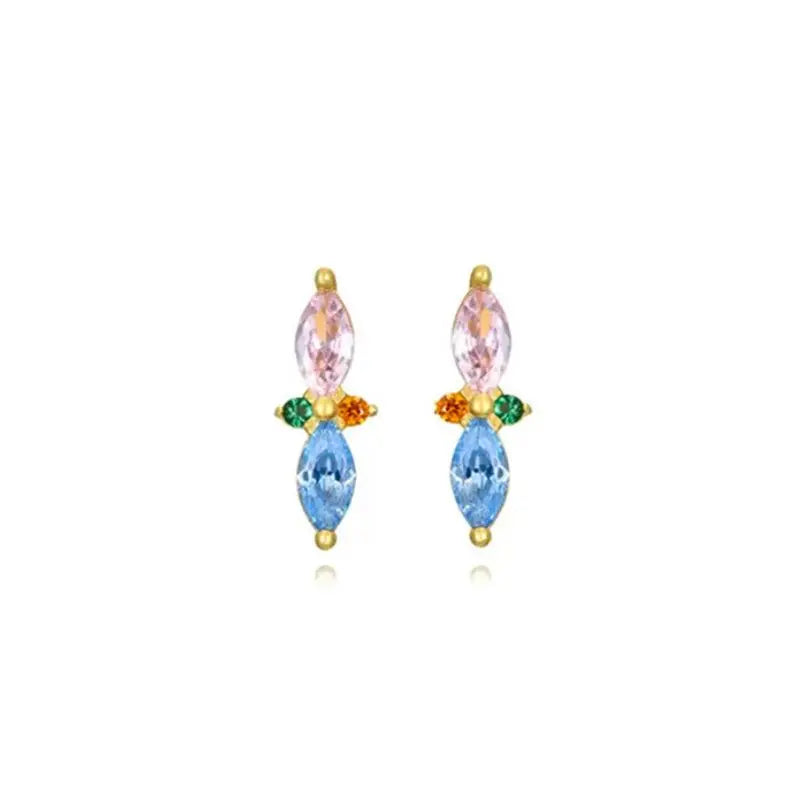 925 Sterling Silver Needle Light Blue Zircon Stud Earrings for Women Fashion Blue Enamel Pendant Earrings Luxury Jewelry Gifts