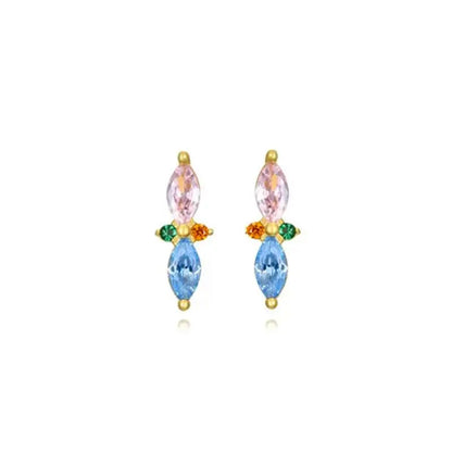 925 Sterling Silver Needle Light Blue Zircon Stud Earrings for Women Fashion Blue Enamel Pendant Earrings Luxury Jewelry Gifts