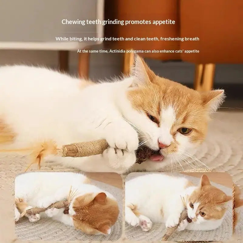 Cat Toys Made Of Wood Knotweed Teething Sticks Insect Galls Raffia Sisal Rope Teeth Cleaning Toys Cat Teasing Sticks